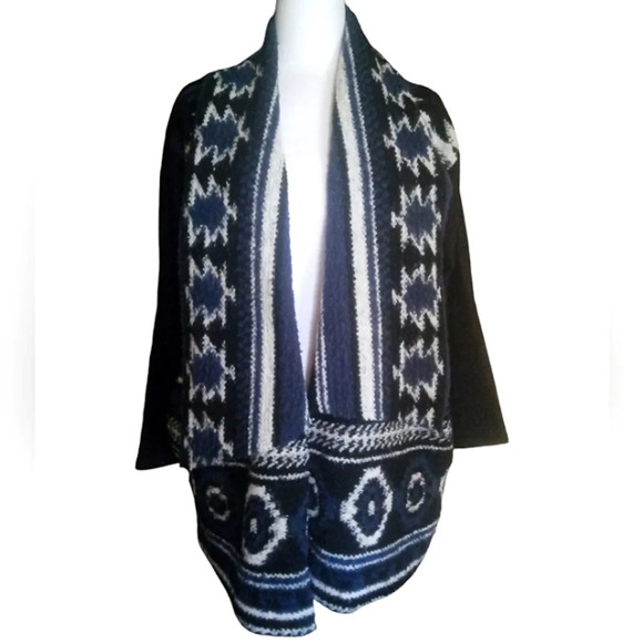 Anthropologie Dolan Santiam Open Front Cardigan Black Blue Size Small - Picture 2 of 8